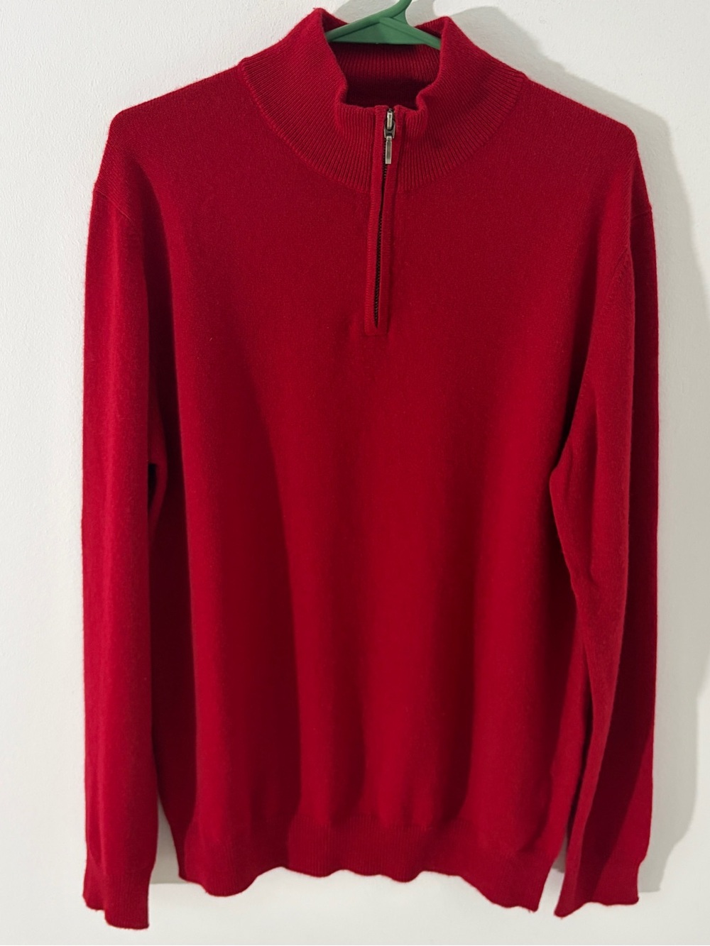 Joseph & Lyman Men’s 100% Cashmere Sweater Small Red Quarter Zip Mock Neck*X13
